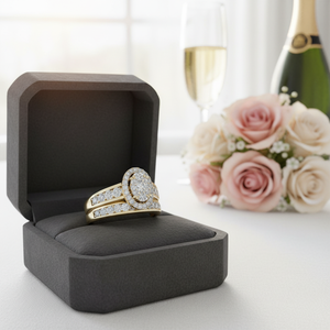 Hermosa elegante de estilo lujoso encantadora forma Oval agrupados anillo de compromiso diamante banda - Product Image 3