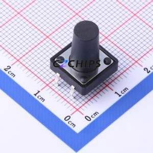 TSF001A15026A Tactile Switch DIP-4P,12x12mm Switch Single Pole Single Throw Round Button 2.6N Through Hole - Product Image 1