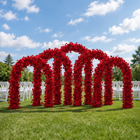 Ensemble floral d'arche rouge, arrangement d'arche de fleurs artificielles, fleurs en soie pour la décoration de scène de mariage, décoration d'arche de mariage