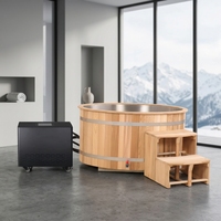 Baignoire de récupération à froid pour la maison, bain froid spacieux en cèdre rouge pour 2 personnes, cuve intérieure en acier inoxydable 304 + refroidisseur 1 CV pour la détente en jardin