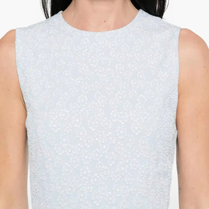 Leduo Customized Women Sleeveless Round Neck Textured Below <b>Knee</b> Length Dress Flared Fit Elegant Casual Wear - Product Image 1