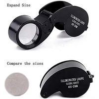 40X Magnifying Glass Jewelers Loupe Pocket Folding Magnifier Light Watch Coins Stamps Gems Jewelry Diamond Identifying