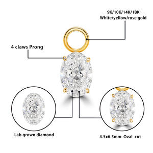 10K oro amarillo HPHT diamante laboratorio creado diamante colgante corte ovalado DEF VS VVS Hpht Cvd laboratorio diamante COLLAR COLGANTE - Product Image 2