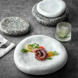 Harmony Hotel Restaurants Japanese Design 6 Inch Ceramic Dinnerware Salad Dessert Appetizer Granite Pattern Dinner Plate