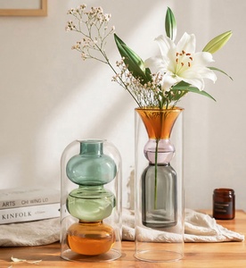 Vaso de Vidro Borossilicato Soprado à Mão com Aroma, Decoração para Casa, Cilindro de Camada Dupla Tricolor, para Flores Hidropônicas - Product Image 2