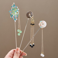 Pince à cheveux élégante de style chinois pince à cheveux à pompons accessoire de coiffure à motif floral traditionnel bijoux pour femmes épingle à cheveux aiguille à cheveux