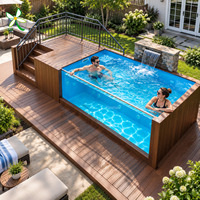 Piscine hors sol compacte en fibre de verre de 9 pieds pour une immersion profonde, idéale pour les espaces restreints, avec jacuzzi et spa intégrés, pour une détente sur le toit.