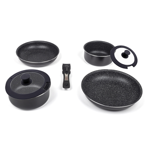 מטבח nonstick לחץ אלומיניום סט כלי בישול 7 חתיכות סט כלי בישול, סירים, מחבתות עם ידית במחבת נשלפת - Product Image 3