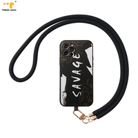 Coque de téléphone en polyester avec cordon rond et lanière universelle, personnalisable pour iPhone 13, dos transparent
