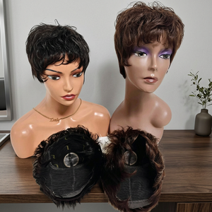 Letsfly Promotion 13$ Silk Base Lace Short <b>Wigs</b> Wholesales 100% Virgin Remy Human Hair Natural <b>Pixie</b> Cut <b>Wigs</b> - Product Image 1