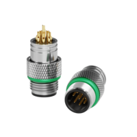 Connecteur circulaire mâle LSHITECH M12 A-Code 8 broches, étanche IP67 pour systèmes robotiques et AGV