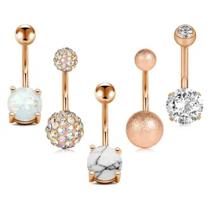 Rose Gold 5PCS Navel Set Belly Button Rings Body Jewellery