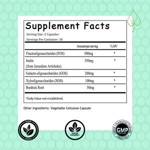 Food for Good Probiotics, Complemento de probióticos, 60 cápsulas de prebióticos para la salud digestiva, intestinal e inmunológica - Product Image 2