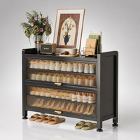 Meuble à chaussures en métal blanc et noir, 5/7 niveaux, avec portes battantes, banc de rangement d'entrée, panneaux épaissis, gain de place, design moderne pour la maison et le couloir
