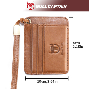 BULLCAPTAIN sottile custodia in <span class=keywords><strong>pelle</strong></span> per gli uomini <span class=keywords><strong>portafoglio</strong></span> a tasca piatta con finestra di identità e funzione di schermatura RFID - Product Image 5