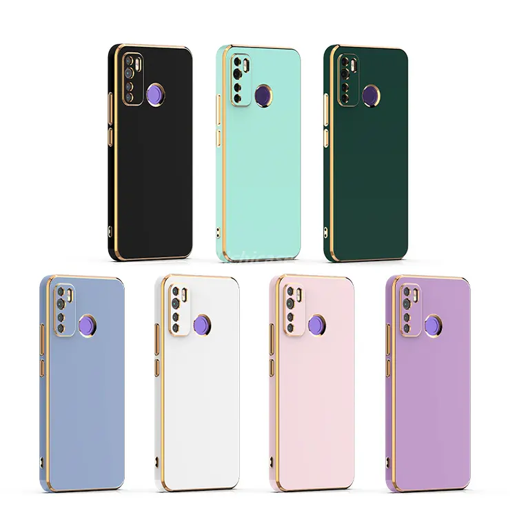 Funda trasera impermeable para teléfono Realme 5s, carcasa de TPU galvanizado de Color caramelo de alta calidad