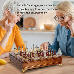 Sang trọng cờ vua thiết lập Hộp Quà Tặng Electroplate kim loại cờ vua miếng gấp bằng gỗ bàn cờ Acrylic kích thước lớn cờ vua trò chơi thiết lập - Product Image 6