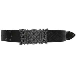 Cinturón de caballero medieval, cinturón de cuero Pu marrón/negro con hebilla de metal dorado retro, accesorio de estilo vikingo para vestirse diariamente - Product Image 6