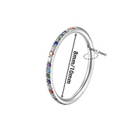 Cincin Hidung Baja Tahan Karat 316L Berlapis Elektroplating dengan Batu Zirkon Berwarna, Anting Cincin Bibir Unisex, Anting Stud Geometris