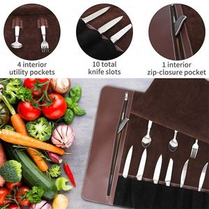 Porte-couteaux de cuisine BSCI, protège-couteaux, porte-couteaux portable, sac à couteaux de chef en cuir - Product Image 3