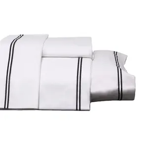 Ensemble de literie blanc en tissu 100% coton, linge de lit en coton égyptien personnalisé fabriqué en chine