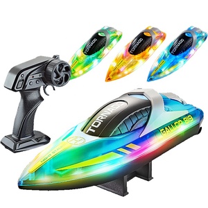 Barco de Juguete a Control Remoto de Alta Velocidad de 2.4G con Luces, 15 KM/H, Doble Remo, Alcance de Control de Aproximadamente 60 Metros - Product Image 1