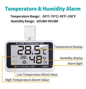 डिजिटल उच्च निम्न तापमान अलार्म फ्रीजर थर्मामीटर हाइग्रोमीटर रेफ्रिजरेटर फ्रिज उपकरण - Product Image 4