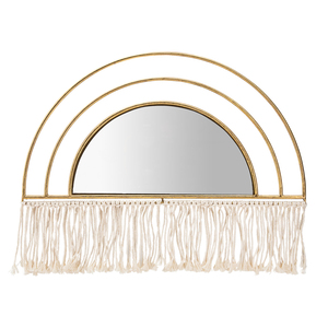 Specchio da parete ad arco in stile boho chic con frange decorative per camera da letto, bagno o dormitorio. - Product Image 1