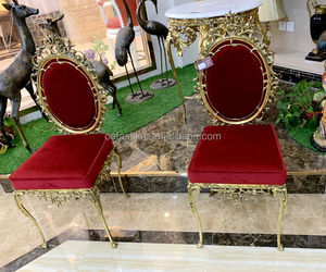 OE-FASHION Chaise Red Queen <span class=keywords><strong>Elizabeth</strong></span> entièrement en cuivre, style baroque italien, style européen, meubles de luxe pour salon, original - Product Image 1