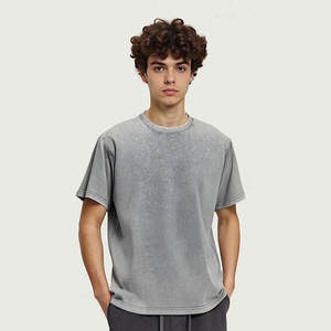 Camiseta con Logotipo Personalizado, Camiseta Vintage Lisa con Hombros Caídos, Camiseta de Algodón Lavada al Ácido, Camiseta con Estampado para Hombre, Camiseta Lavada a la Piedra - Product Image 1