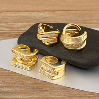 2026 Neu LIVE4U 18K Echt Vergoldeter Kupfer Micro Pave Zirkon Geometrischer Ring Verstellbarer Breiter Doppelschichtiger Statement-Ring
