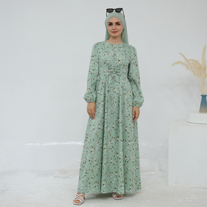 Nouvelle Collection 2025 Robes Élégantes et Modestes pour Femme Robes Abaya Florales avec Ceinture à Cordon <span class=keywords><strong>Robe</strong></span> Musulmane pour Femme Abaya - Product Image 2