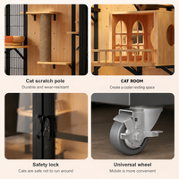 Enclos pour chat multifonctionnel avec panneau perforé, grande maison pour chat, grand espace, villa de luxe pour chats d'intérieur