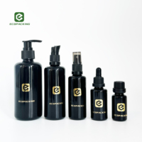 Botol Minyak Kaca Hitam UV Violet Tua Mewah 5ml 10ml 15ml 30ml 50ml 100ml 200ml untuk Perawatan Kulit, Losion, Serum Rambut B888