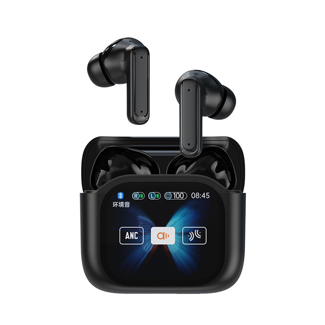JM19 ANC ENC BT 5.4 Earbuds with AI Translation LCD Color Display 60H Standby Wireless Sports Earphones