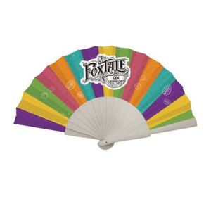 BSBH Custom Logo Wooden Fan Polyester Cotton Folding Wedding Hand Fan Promotional <b>Gifts</b> Hand Fan - Product Image 4