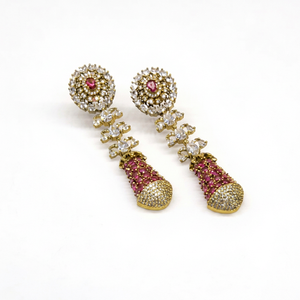 Boucles d'oreilles pendantes 11900Dangle, plaquées Mehandi, rubis et zirconiums cubiques, en laiton, style vintage, bijoux de fête pour femmes - Product Image 1