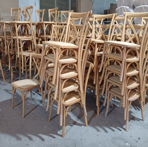 Silla de Comedor de Madera Maciza de Alta Calidad al Mejor Precio, Silla con Respaldo Cruzado y Asiento de Ratán - Product Image 3