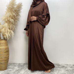 6675# Ramadan Popular Design Satin Material Modest Attached Scarf With Pockets Women Classy Prayer <b>Dress</b> New Fashion Clothing - Product Image 5