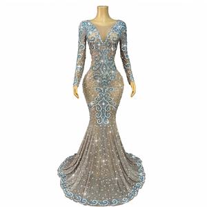 ชุดราตรีหรูหรา ดีไซน์โดดเด่น สีลูกกวาด ประดับคริสตัลระยิบระยับ ผ้าออร์แกนซ่า สำหรับงานปาร์ตี้ งานพรอม งานพรมแดง หรืองานบนเวที - Product Image 1