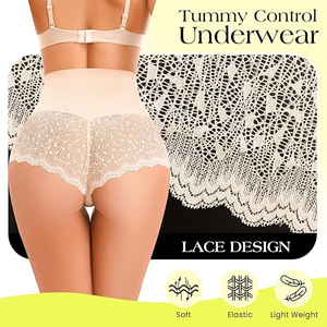 Высококачественное мягкое дышащее сексуальное кружевное белье с утягивающим эффектом, с возможностью нанесения логотипа, для коррекции фигуры, с высокой талией, для подтяжки ягодиц, женское. - Product Image 3