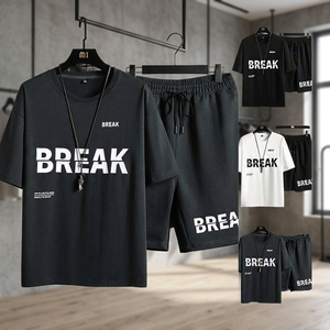 Men's Summer Printed Polyester/Cotton Breathable Casual Running Fashionable Thin Loose <b>T</b>-<b>shirt</b> Shorts Top Pants <b>Suit</b> Customized - Product Image 3