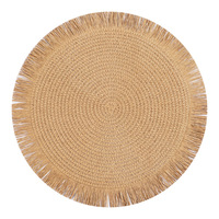 Alas Meja Rotan Kertas Bulat Baru Dengan Rumbai Gaya Bohemian Tahan Panas Alas Meja Sederhana Elegan