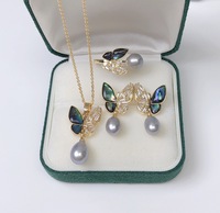 Ensemble de bijoux de mode pour femme, collier, bague et boucles d'oreilles en laiton plaqué or avec perles d'eau douce, idéal pour un cadeau de mariage, livraison directe