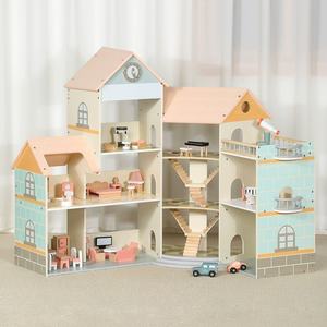 Juego de Casa de Muñecas en Miniatura de Madera para Niños con Muebles para Cuarto de Juegos, Juguetes de Simulación de Madera Natural para Niños - Product Image 1