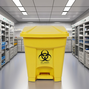 <b>Red</b> Rectangular Plastic Bio Hazard Waste Storage Bucket 20L with Foot Pedal for Medical Use in Hospital Indoor Settings - Product Image 6
