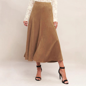 Falda de Gamuza a la Moda, de Longitud Media, Otoño e <span class=keywords><strong>Invierno</strong></span>, Nueva, Versátil, de Cintura Alta, Estiliza, Corte en A - Product Image 1