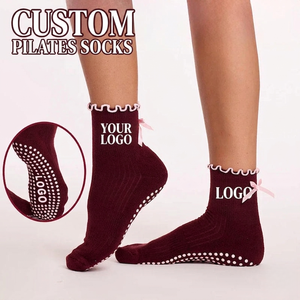 Personalized Pilates <b>Socks</b> Custom Logo Cotton Grip <b>Socks</b> for Women Yoga Non Slip Sports <b>Socks</b> with Packaging Private Label - Product Image 1