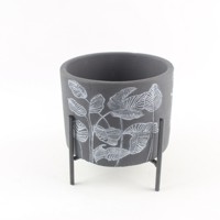 Pot Tanaman Semen Desain Embos Klasik Murah untuk Kaktus, Sukulen, Bonsai, Pot Bunga untuk Digunakan di Lantai