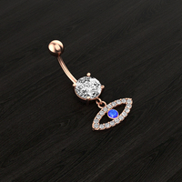 Lot de 10 Piercings de Nombril de Haute Qualité avec Pendentifs Œil, Mélange de 3 Couleurs, en Acier Inoxydable Doré, Bijoux de Piercing de Nombril, Zircon, Cadeau de Mariage